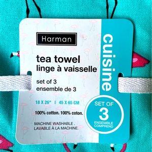 NWT Set of 3 Tea Towels Dishcloths Flamingo Kitchen Towels